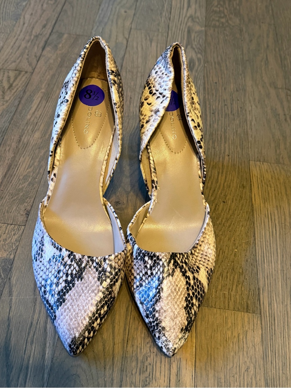 Bandolino Neutral Snake-Print D'Orsay Heels